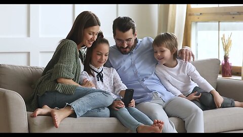 happy family using mobile applications enjoying leisure time together SBV 338258029 HD