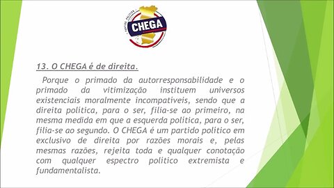13. O Chega ponto por ponto.