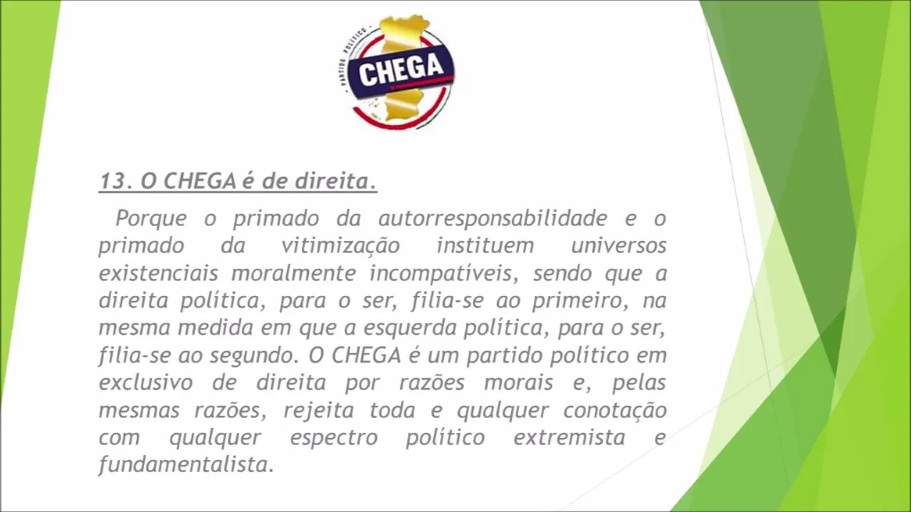 13. O Chega ponto por ponto.