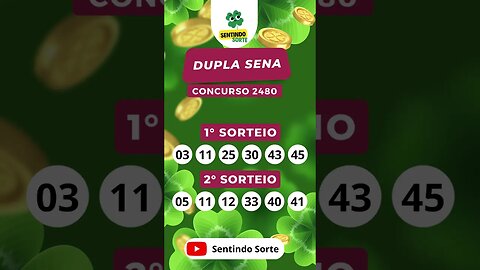 🍀 Resultado DUPLA SENA 2480 | Sentindo Sorte #shorts