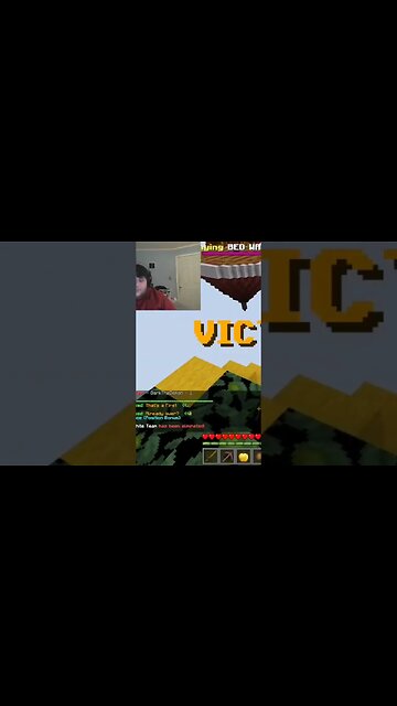 luckiest Minecraft bow shot in bed wars I ever seen, what a shot!