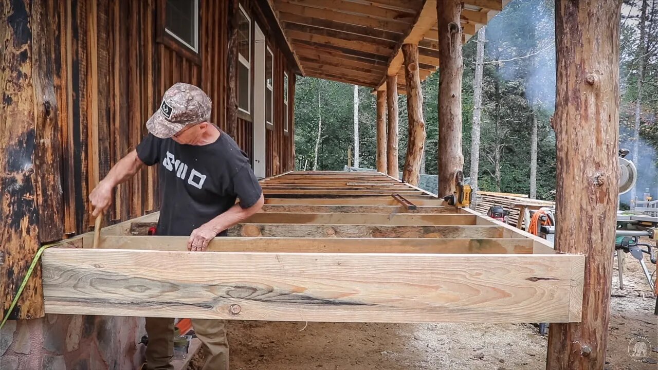 TIMBER FRAME CABIN HOMESTEAD | OFF GRID | FRAMING THE FRONT PORCH