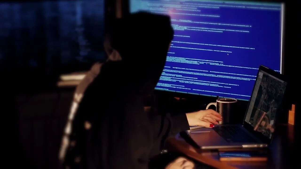 a hacker girl working SBV 312452827 HD