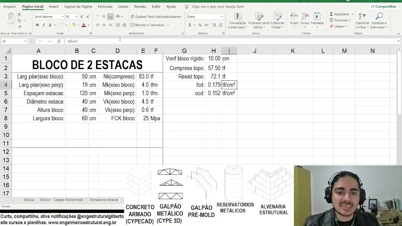 Dimensionamento bloco 2 estacas Eng Estrutural