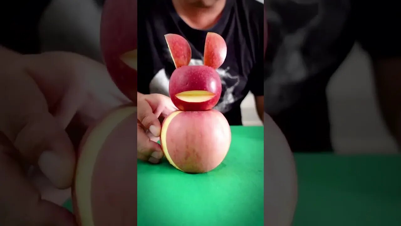 Create a cute rabbit shape from an apple #shorts