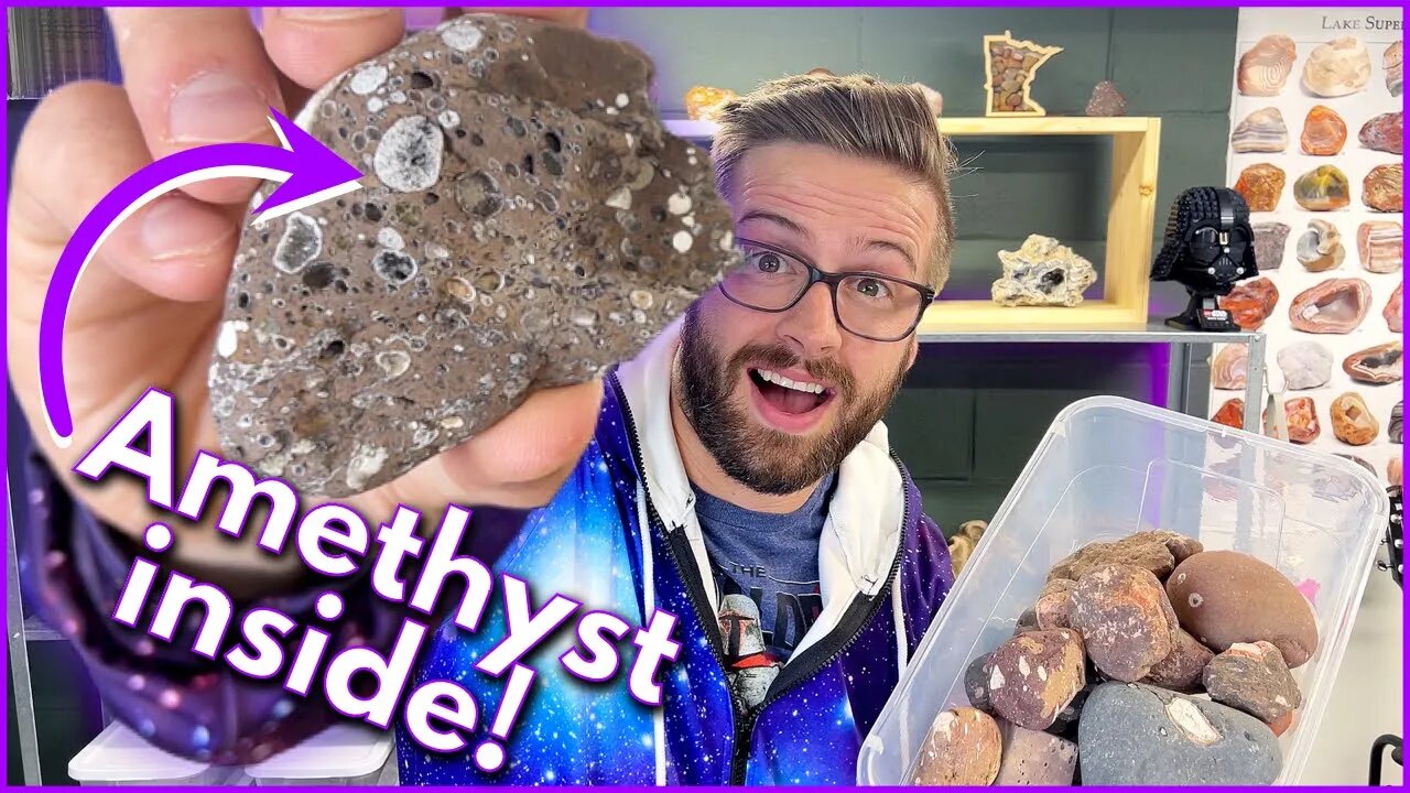 Cutting GALAXY Stones // Amethyst & Agates INSIDE!