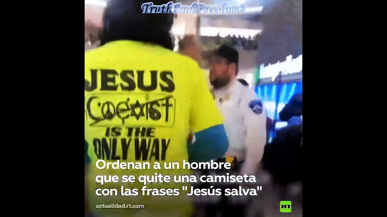 Shoping security orders customers to remove jesus's t-shirt