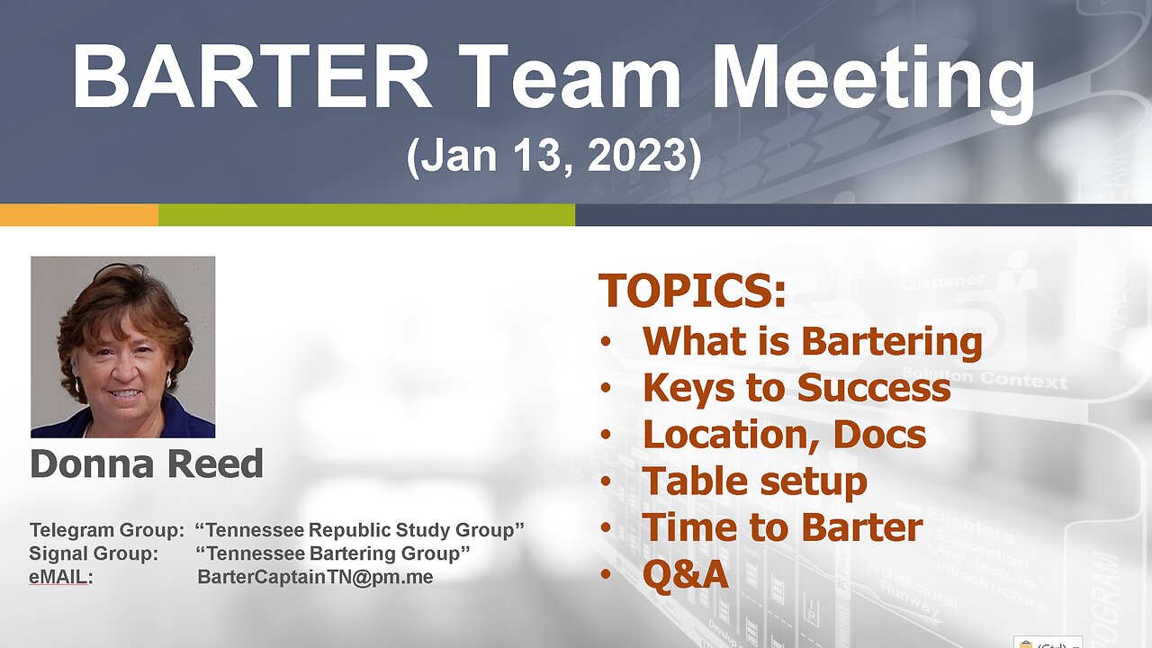 Barter Group Meeting 1/13/2023