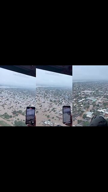 The Brazilian city of Canoas has been hit by a record flood, almost entirely under water