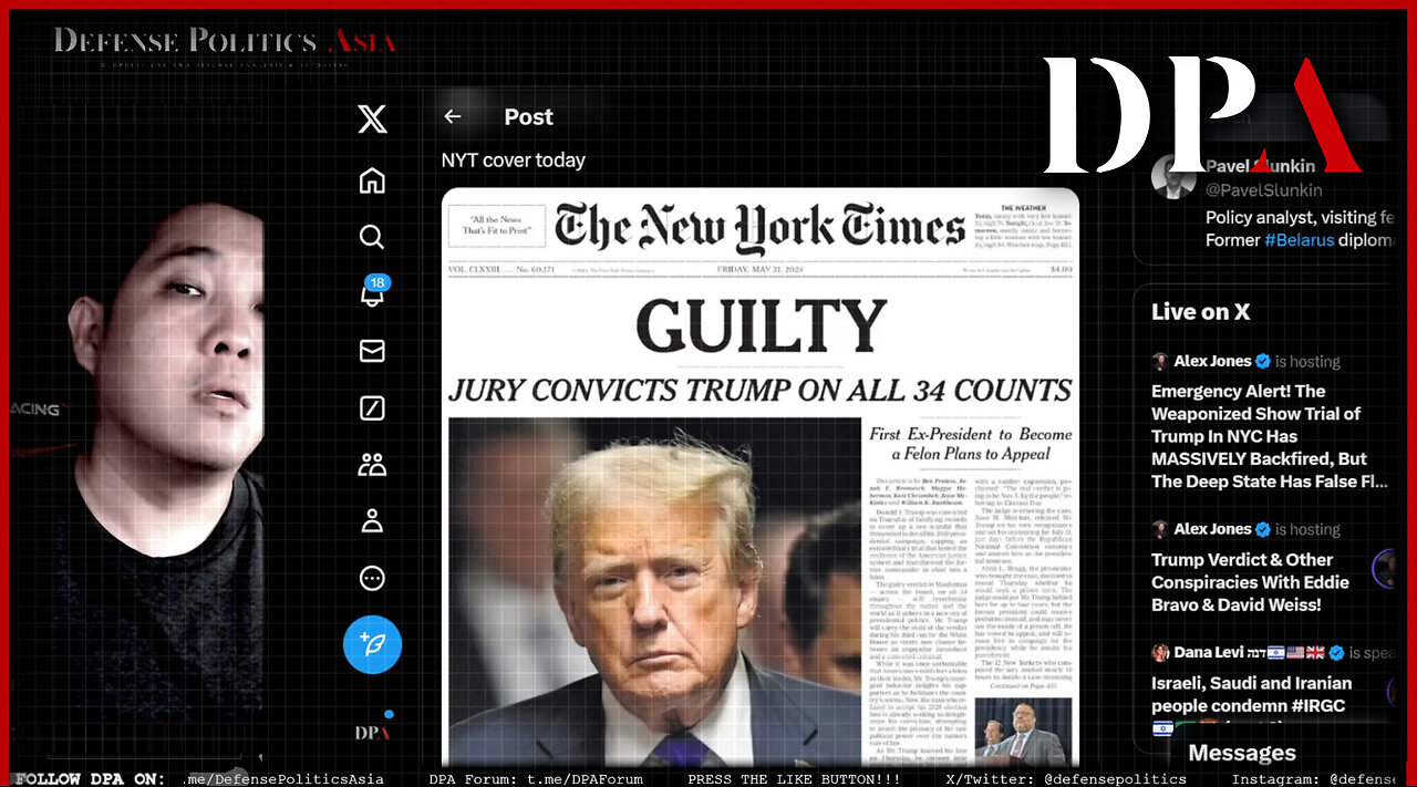 TRUMP JUDGED GUILTY ON 34 COUNTS OF....... err.... something ; USA enters uncharted territory