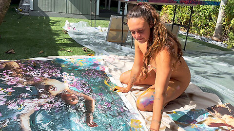 Nude in Nature Artist: Behind-the-scenes Mixed Media Art Making Process