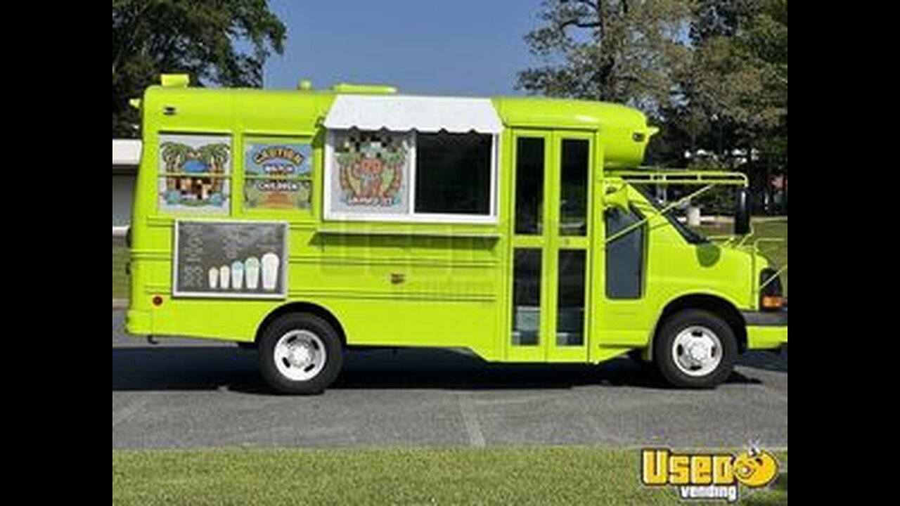 LOW MILES CUTE 2005 Chevy Express 3500 Blue Bird Shaved Ice Truck Turnkey Business Snowball Bus