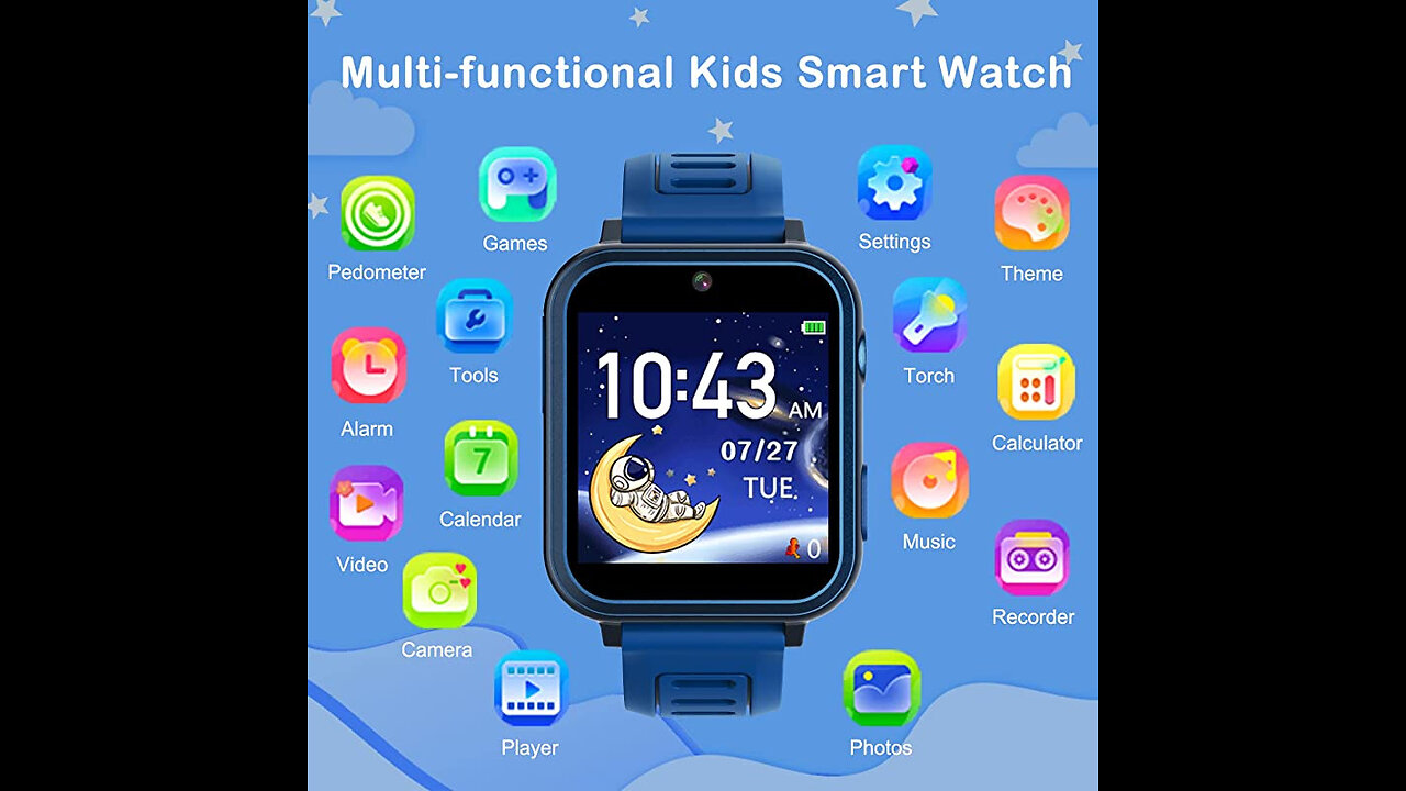 Smart Watch for Kids, Kids Smart Game Watch with 24 Games HD Touch Screen Video Camera Music Pl...