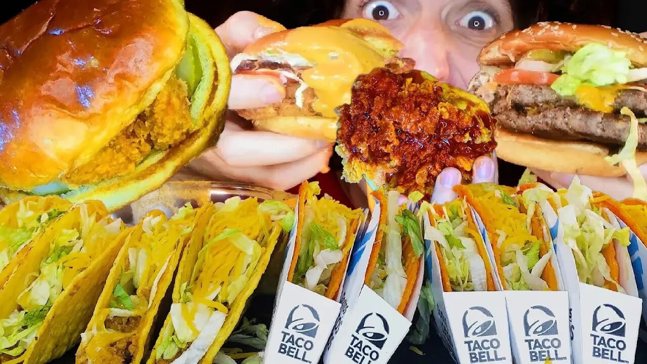 ASMR Eating FAST FOOD * mcdonalds taco bell kfc popeyes * For 2 Hours No Talking 먹방