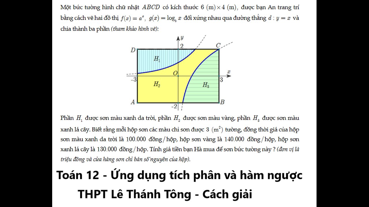 THPT Lê Thánh Tông: Một bức tường hình chữ nhật ABCD có kích thước 6 (m)x4 (m), được bạn An trang