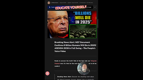 Klaus Schwab says "BILLIONS WILL DIE -IN 2025"