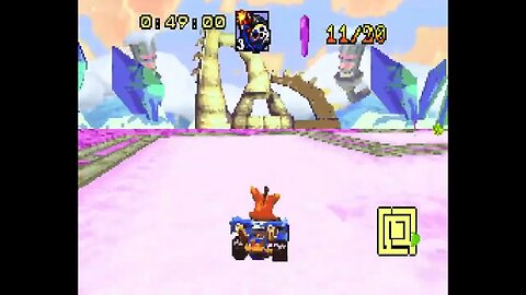 Crash Nitro Kart (GBA) - Frozen Frenzy Crystal Challenge Gameplay (Purple Token)