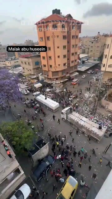 Daily aid trucks getting from Israel to Gaza. Note on each truck there is an armed Hamas Terrorist!