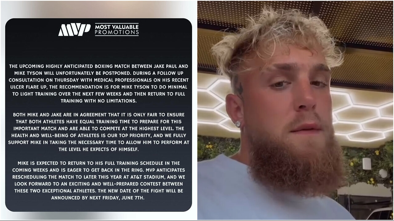 The Jake Paul v Mike Tyson fight gets postponed & Jake speaks on it