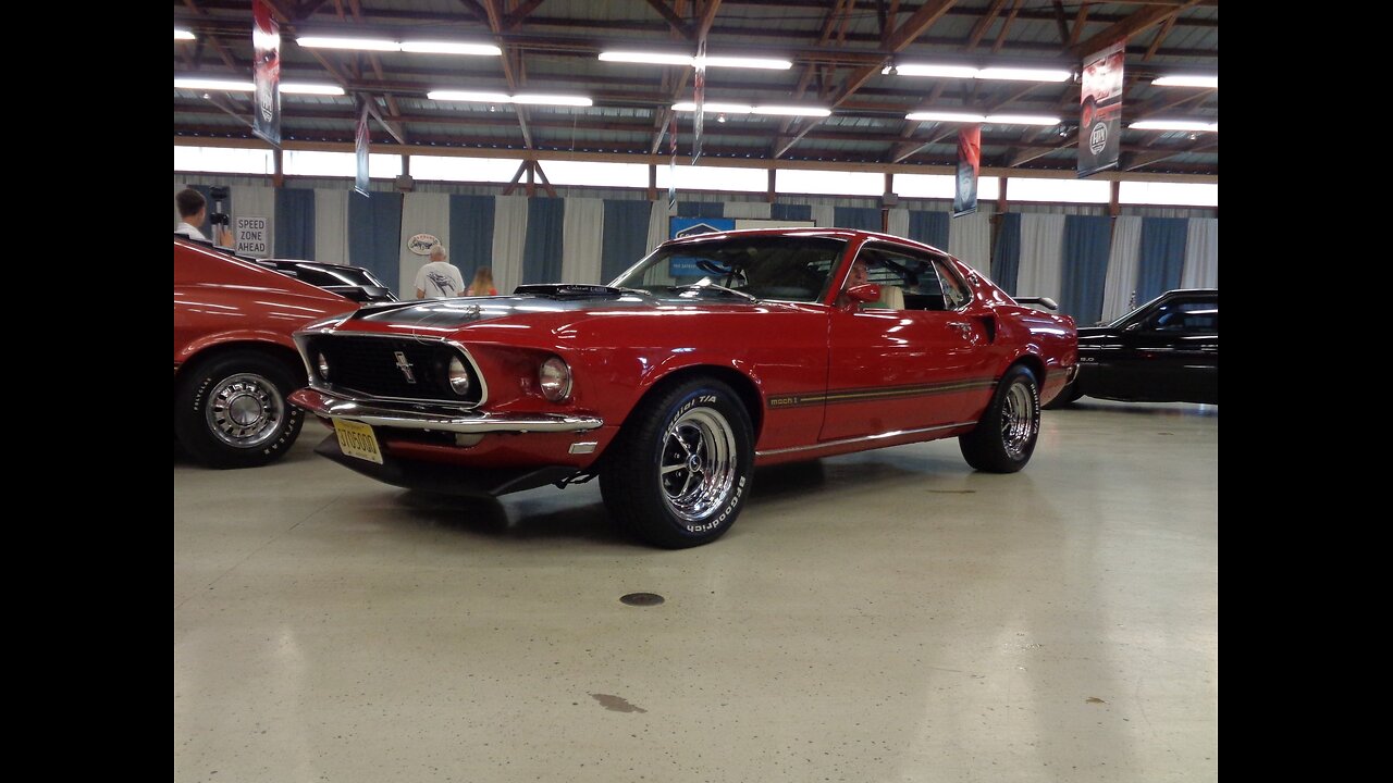 1969 Ford Mustang Mach 1 in Red & 428 Cobra Jet Engine Sound on My Car Story with Lou Costabile