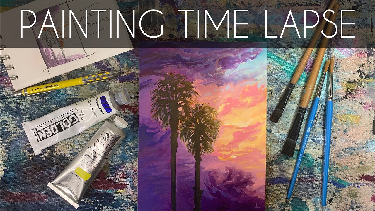 Evening Palms Time Lapse Painting