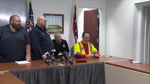 East Palestine authorities give update on fire caused by 50-car train derailment