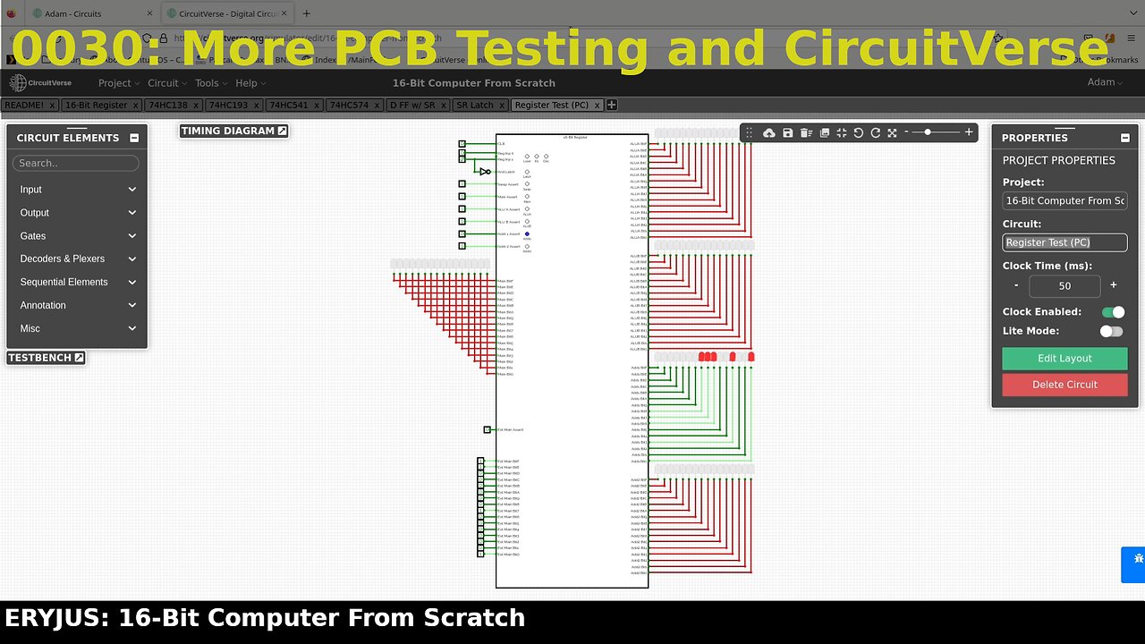 0030: More Register PCB Testing | 16-Bit Computer From Scratch
