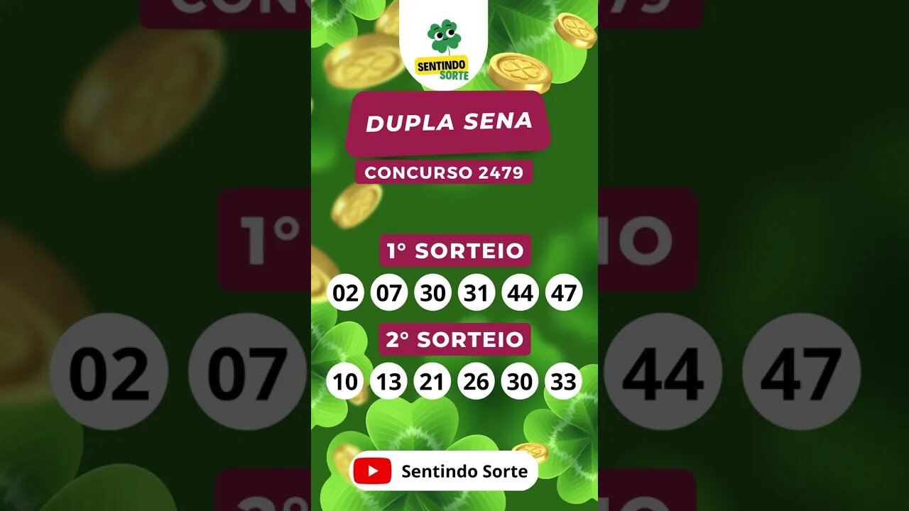 🍀 Resultado DUPLA SENA 2479 | Sentindo Sorte #shorts