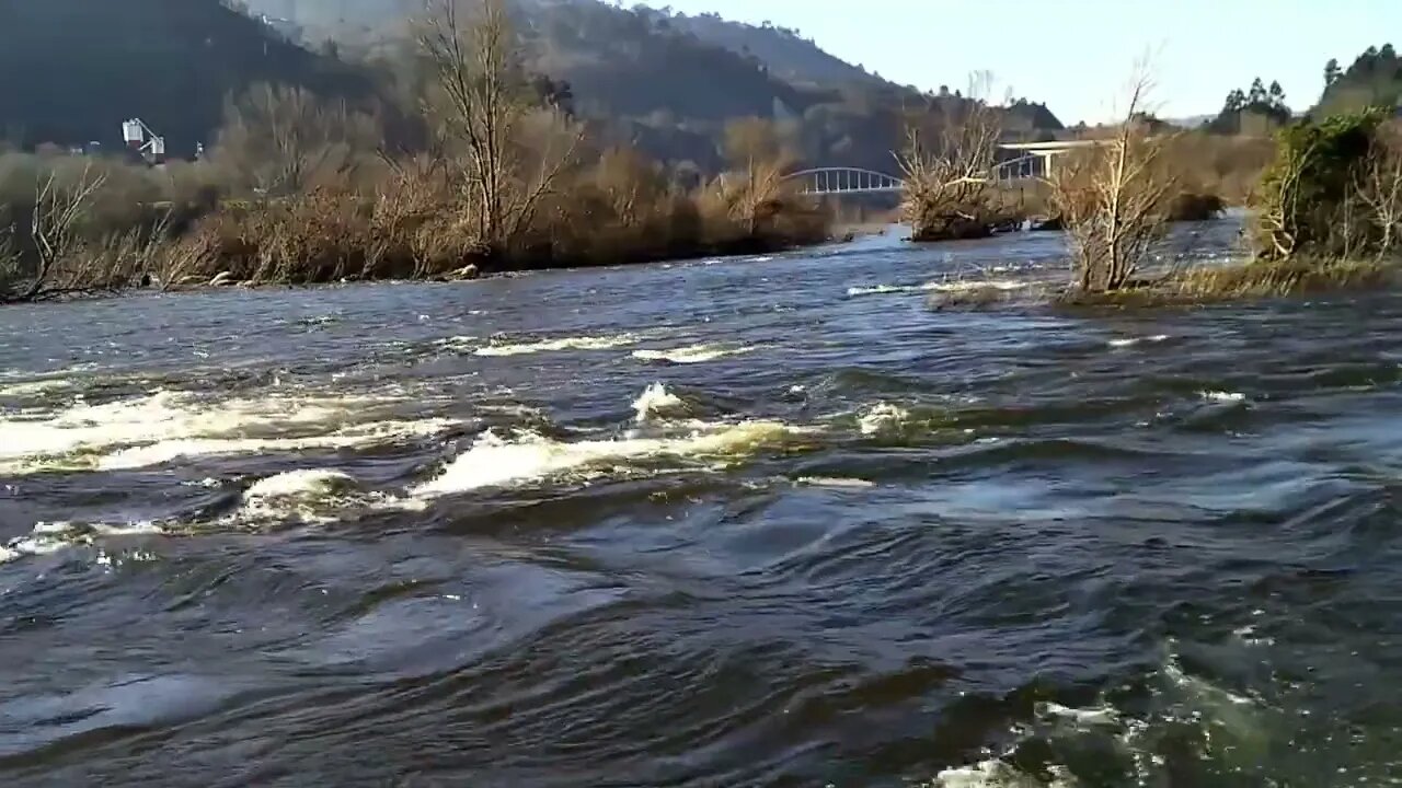 Spectacular Miño River as it passes through the Muiño da Veiga hot springs in Ourense, Galicia