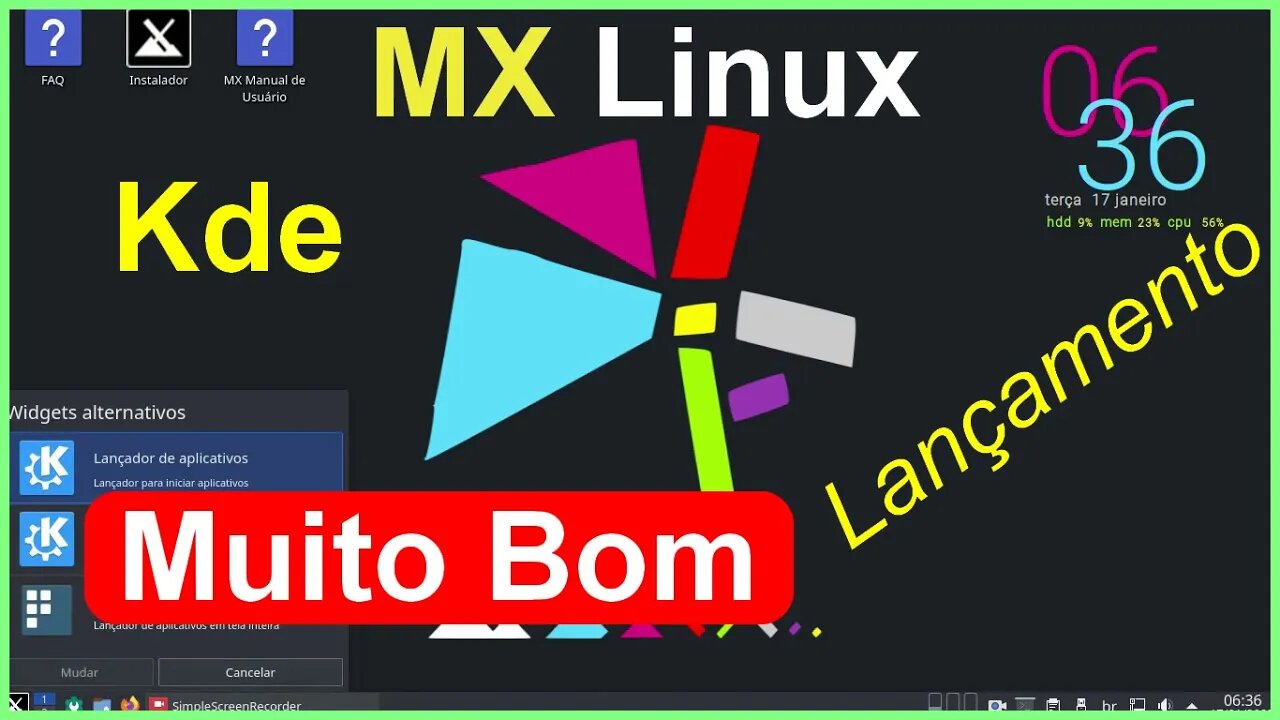 MX Linux Kde. Linux preferido pela facilidade. Completo com muitos apps. 1º lugar no Distrowatch.