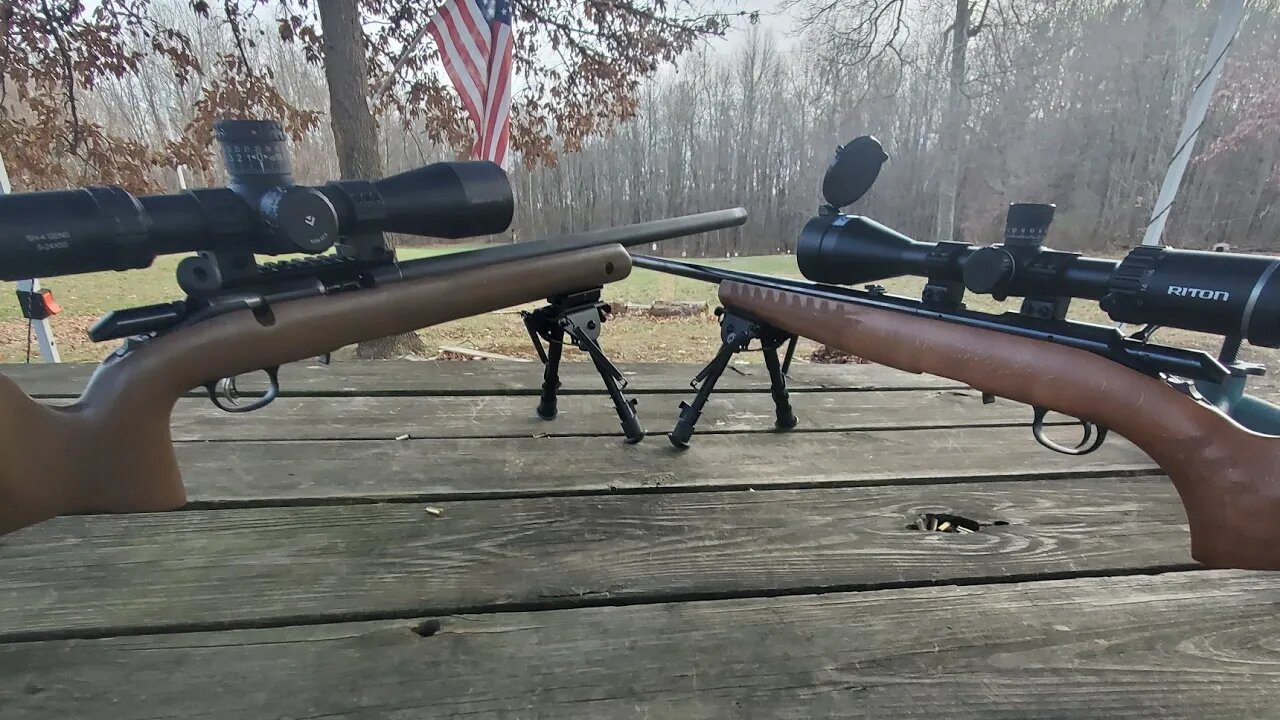 Ruger American Standard 22lr vs Ruger American Long Range Target 22lr at 50yds.