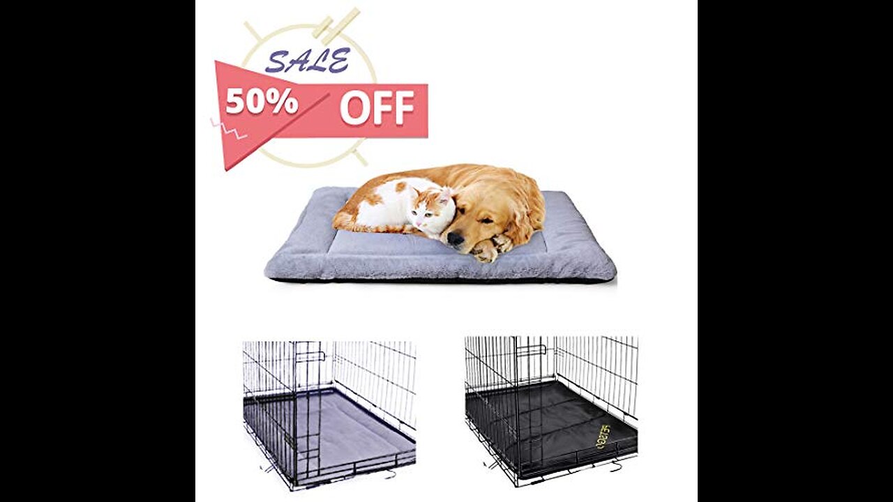 Review Hero Dog Bed Large Crate Pad Mat Soft Washable 42 inch Kennel Pad Pet Beds Non Slip Cat...