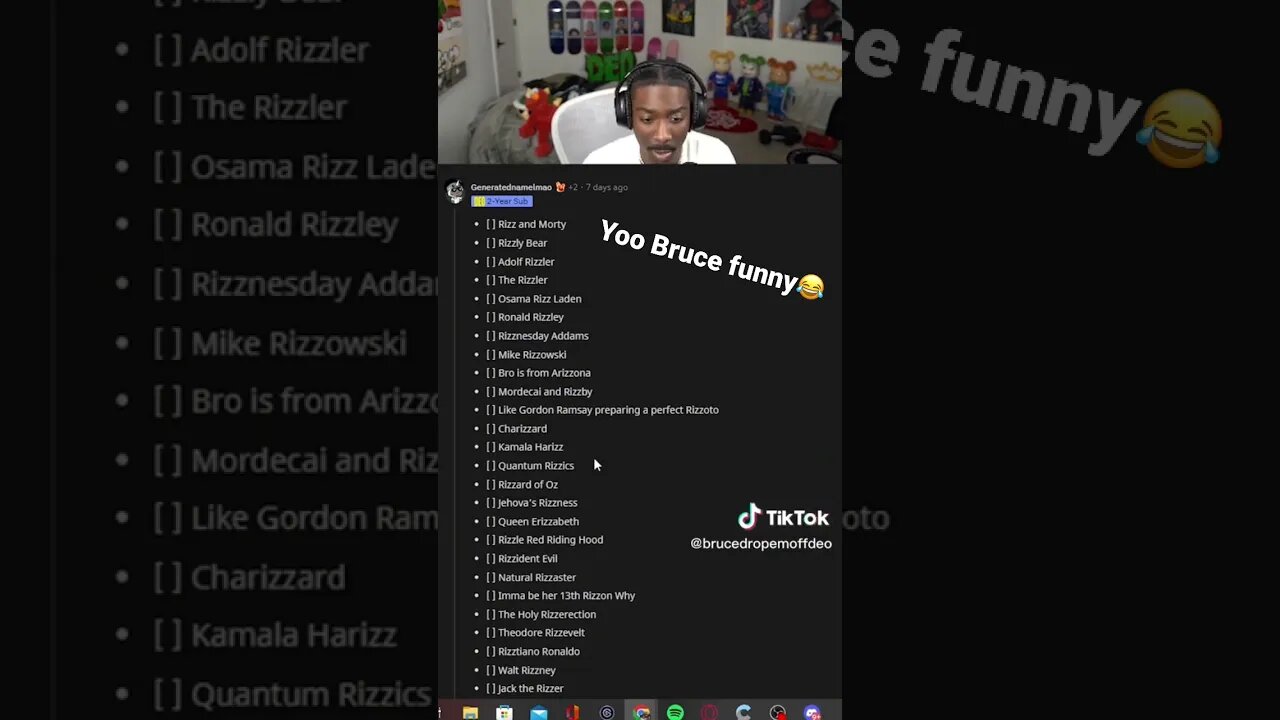 Bruce Rizz List #brucedropemoff #amongus #roblox #deo