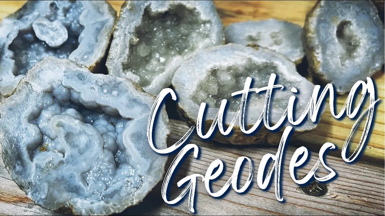 CRYSTALS Found Inside Geodes | Cutting Geodes on my Lapidary Saw