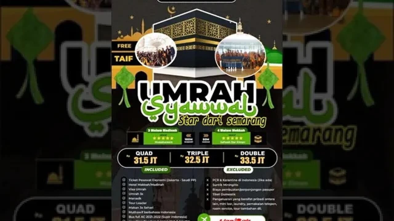 Paket Umrah Hemat 8 Mei 2023 Start dari Semarang Seat terbatas