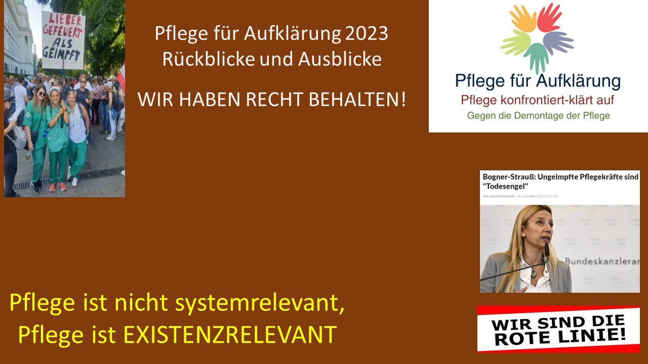 Pflege für Aufklärung 2023. Rückblick und Ausblick. Wie ich den C-"Widerstand" sehe