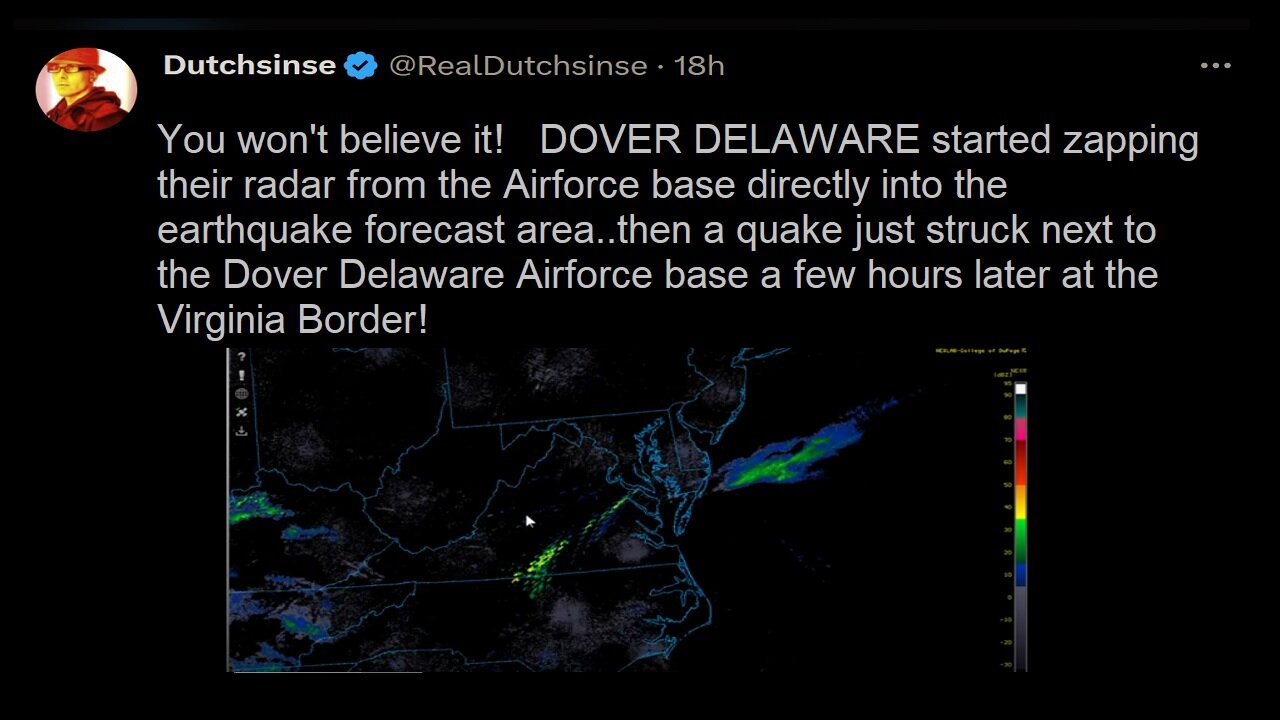 DOVER DELAWARE Started Zapping Their Radar From the Airforce Base, Then Small Quake Hit