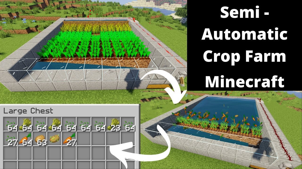 How to make Farm in Minecraft || Semi automatic crop Farm (Easy)