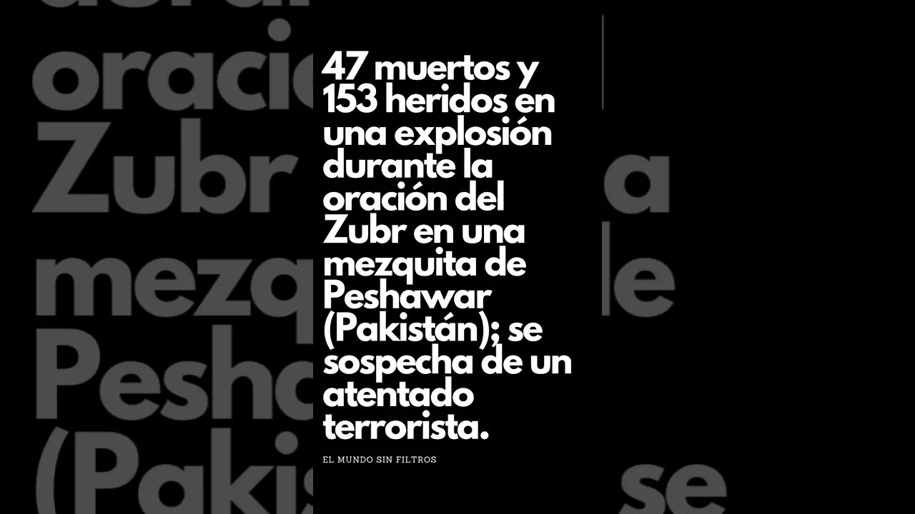 🔴 ¡ÚLTIMA HORA! 47 muertos y 153 heridos en una explosión 🙏🏻 #shorts #youtubeshorts #Pakistan