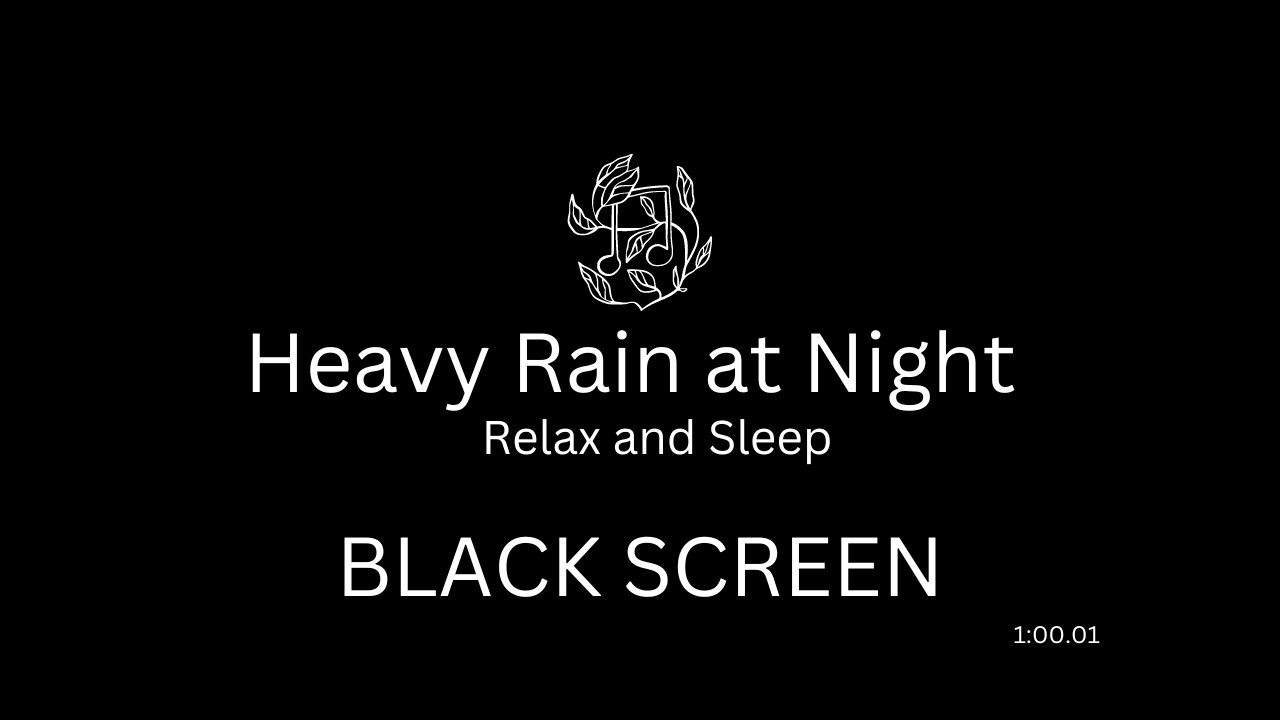 HEAVY Rain at night black screen with rain sound 1hr