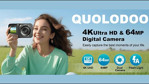 Digital Camera, 4K 64MP Dual Screens Camera