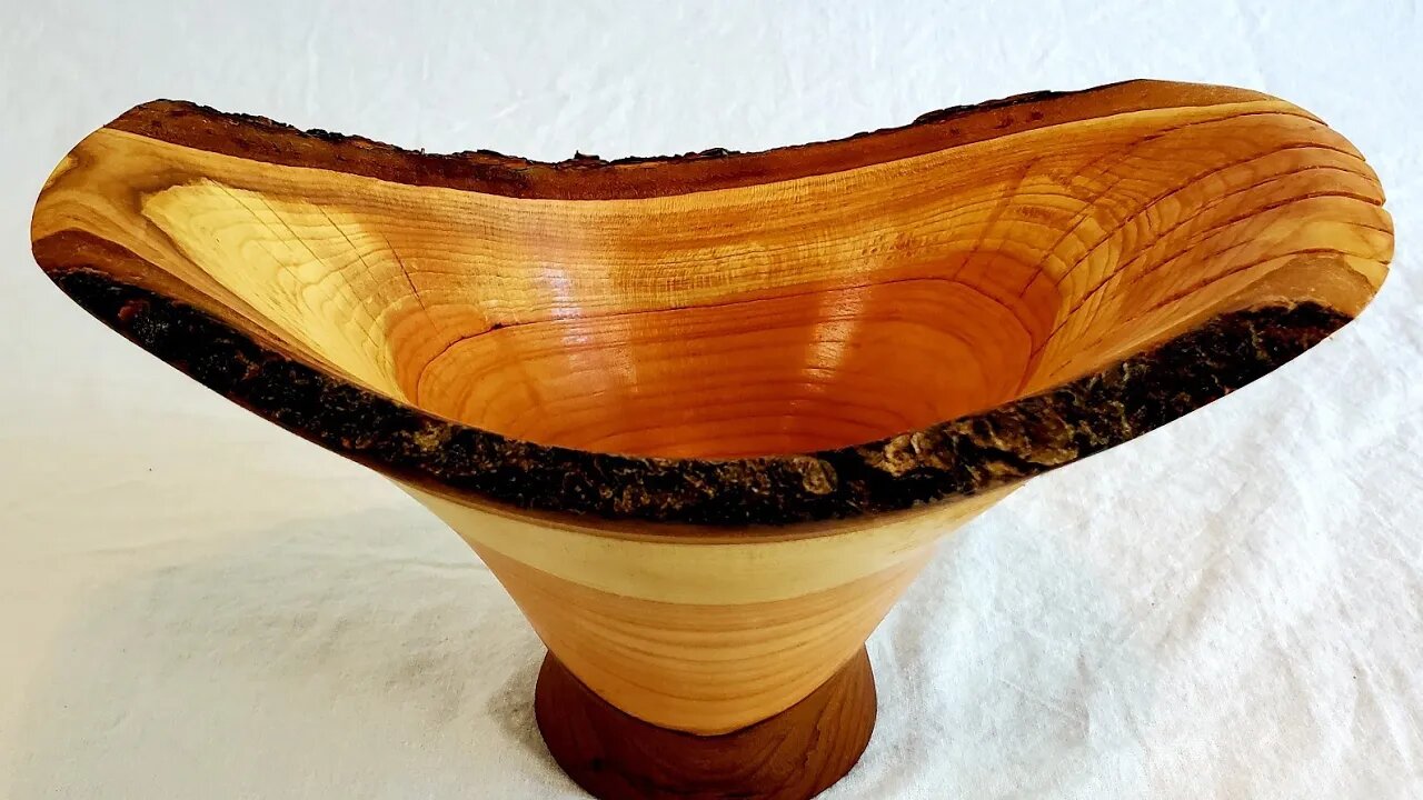 "Neapolitan 2.0" Woodturning a Cherrywood bowl, live edge. Fight child trafficking at ArtForOUR.org