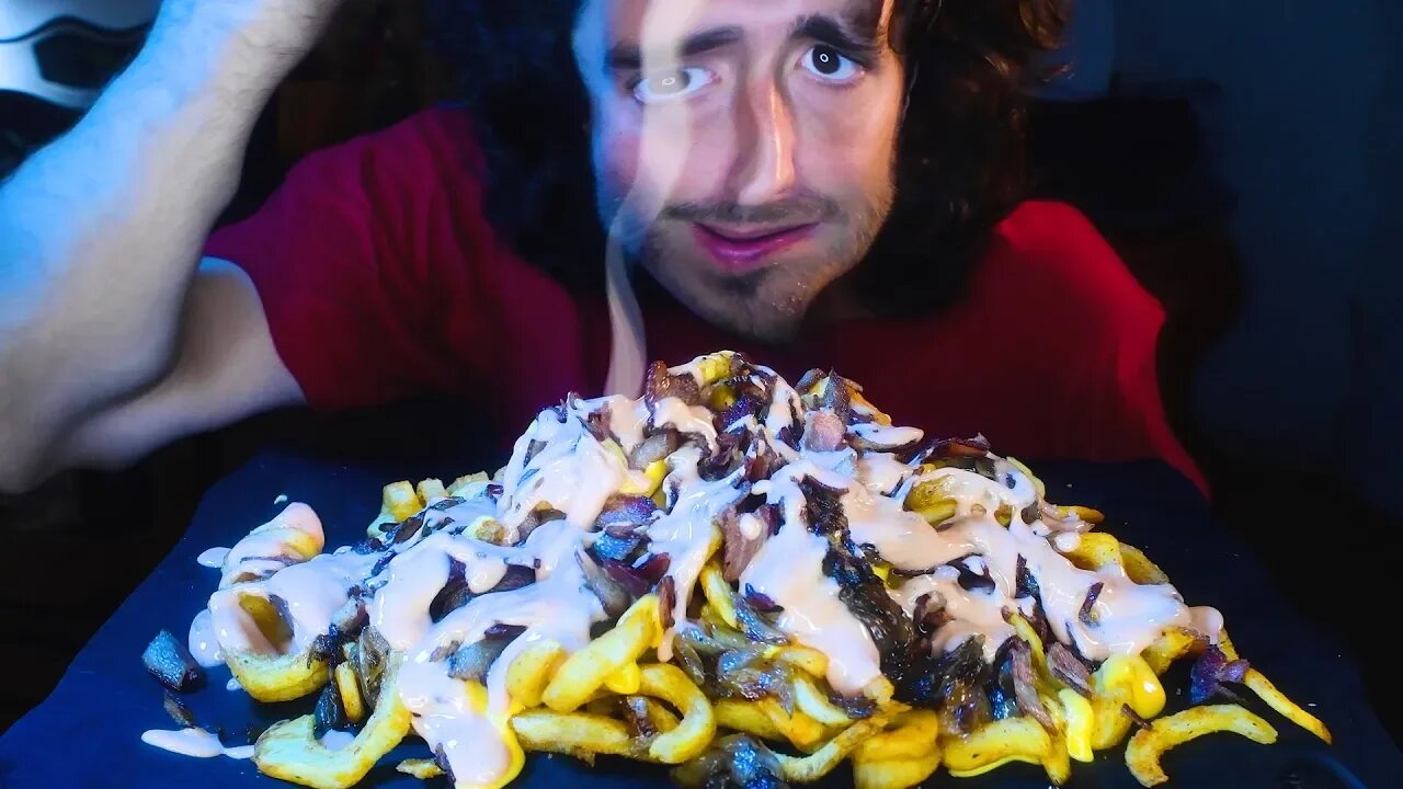 ASMR ANIMAL STYLE CURLY FRIES *SUPER MESSY ULTRA CHEESY* | NO TALKING | Nomnomsammieboy