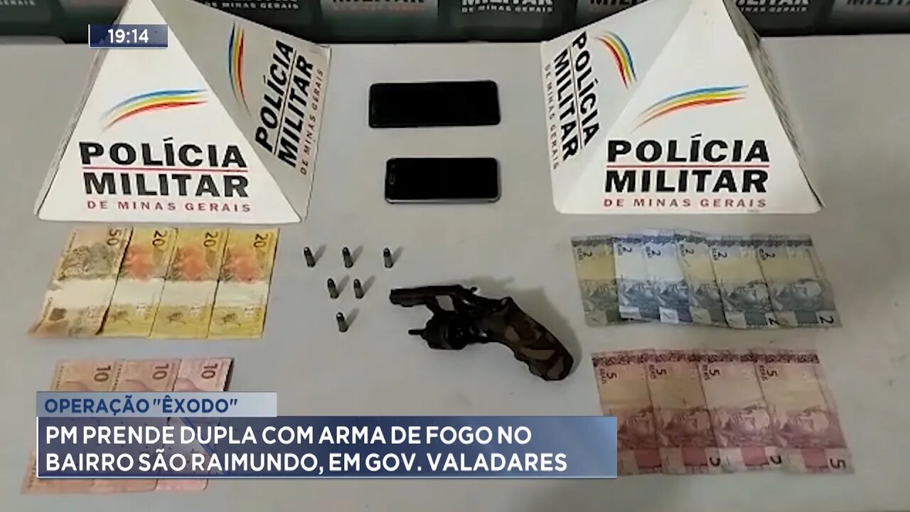 Operação Êxodo: PM Prende Dupla com Arma de Fogo no Bairro São Raimundo, em Gov. Valadares.