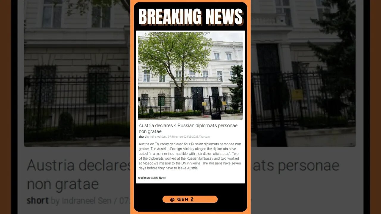 Austria Takes Bold Action: 4 Russian Diplomats Expelled After Unacceptable Conduct | #shorts #news