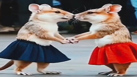 Romantic dance of Rat and his partner