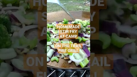 TRAIL FIRE GRILL, making stir fry in the woods