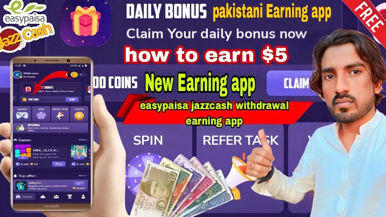 very easy earning app 2023 💫 Earn $5 💵 easypaisa and jazzcash 💥 New earning app