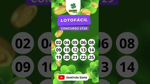 🍀 Resultado LOTOFACIL 2729 | Sentindo Sorte #shorts