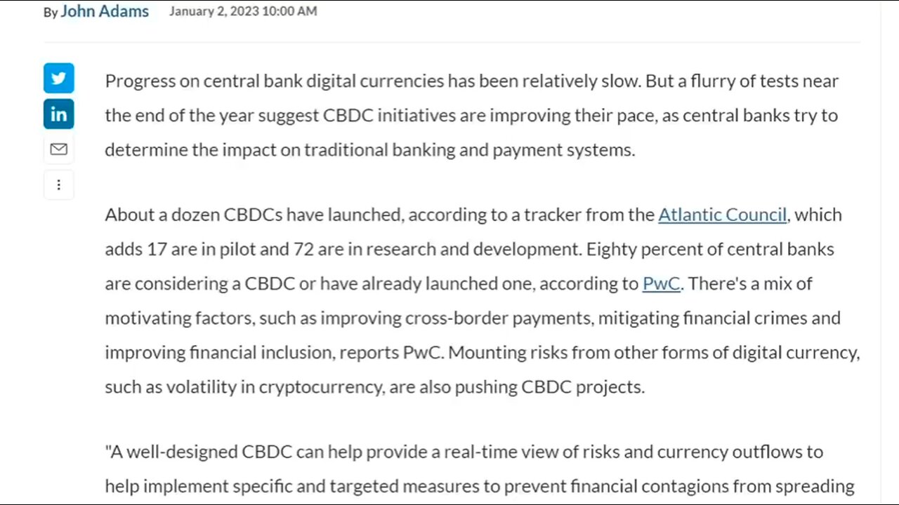 CBDC | "80% of Central Banks Are Considering a CBDC or Have Already Launched One."